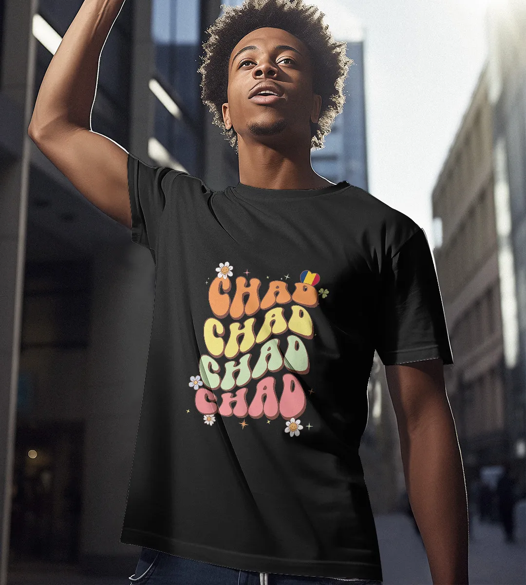 1sttheworld T-Shirt - Chad Beautiful Colorful T-Shirt Black A35