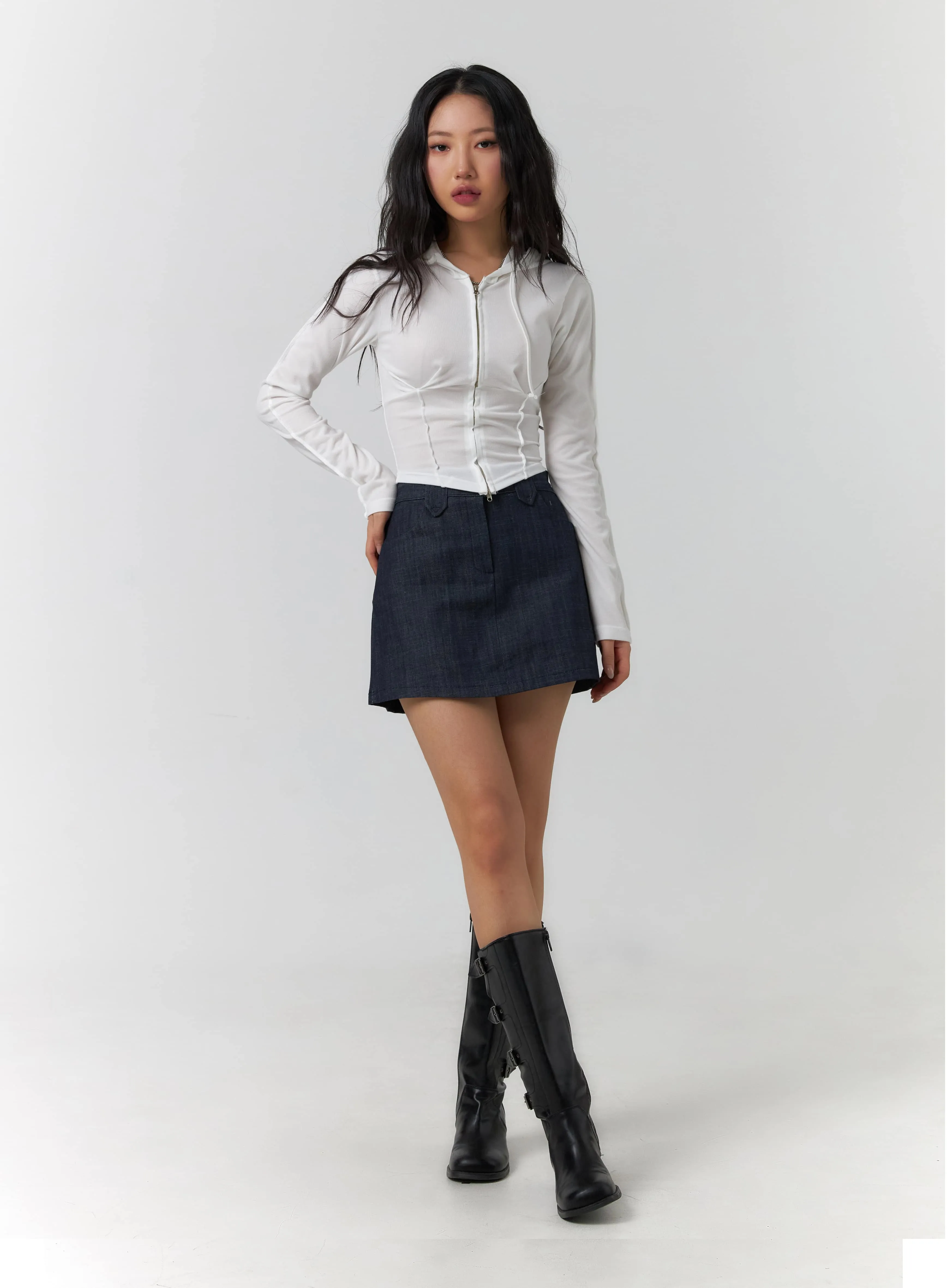 A-Line Denim Mini Skirt CF405