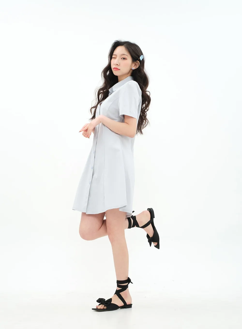 A-line Mini Shirt Dress BA11