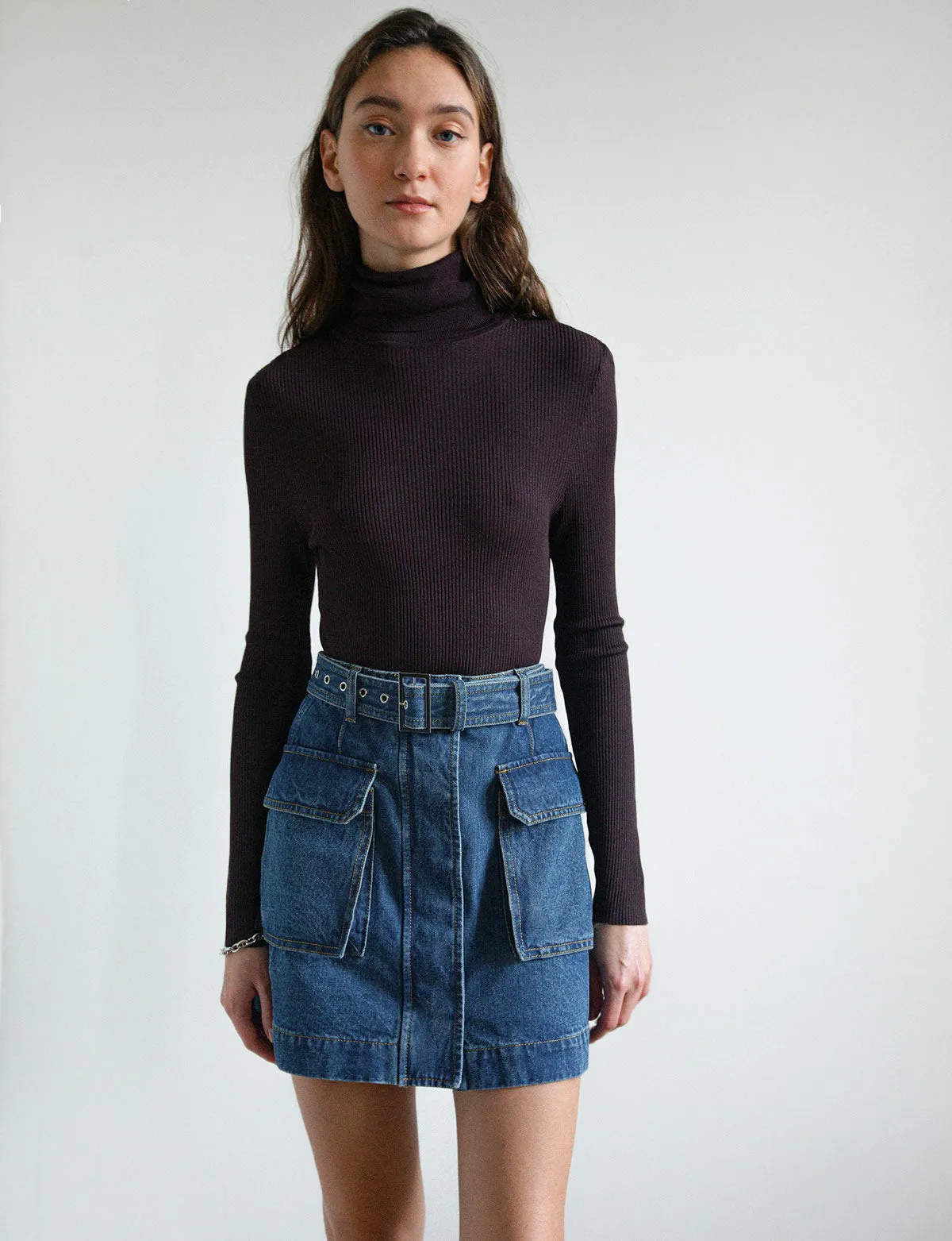 AR Denim Cargo Pocket Skirt