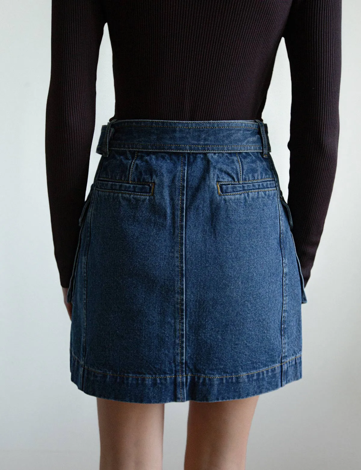 AR Denim Cargo Pocket Skirt