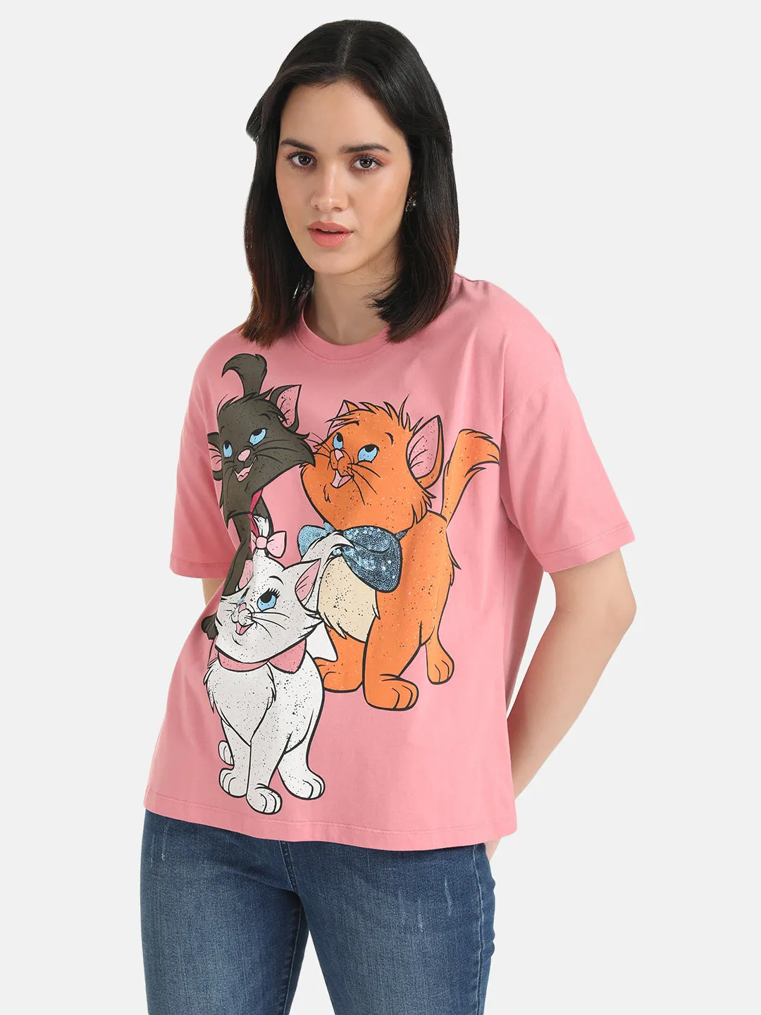 Aristocats  Disney Printed T-Shirt With Sequin Work