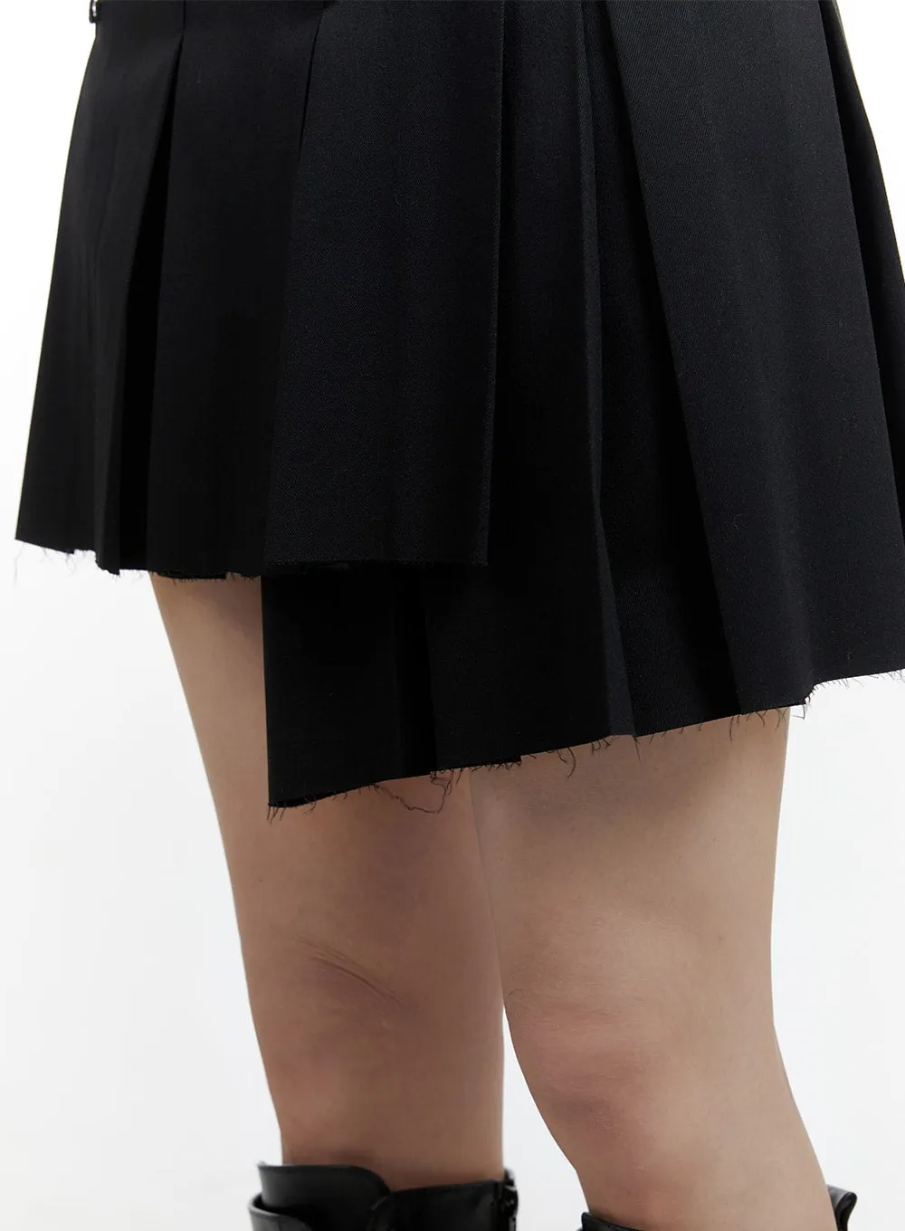 Asymmetrical Wrap Pleated Mini Skirt CM429