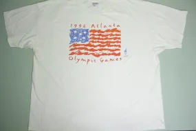 Atlanta 1996 Olympic Games Vintage 90's American Flag T-Shirt