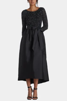 Elegant Beaded Taffeta Skirt Dress with Luxe Details