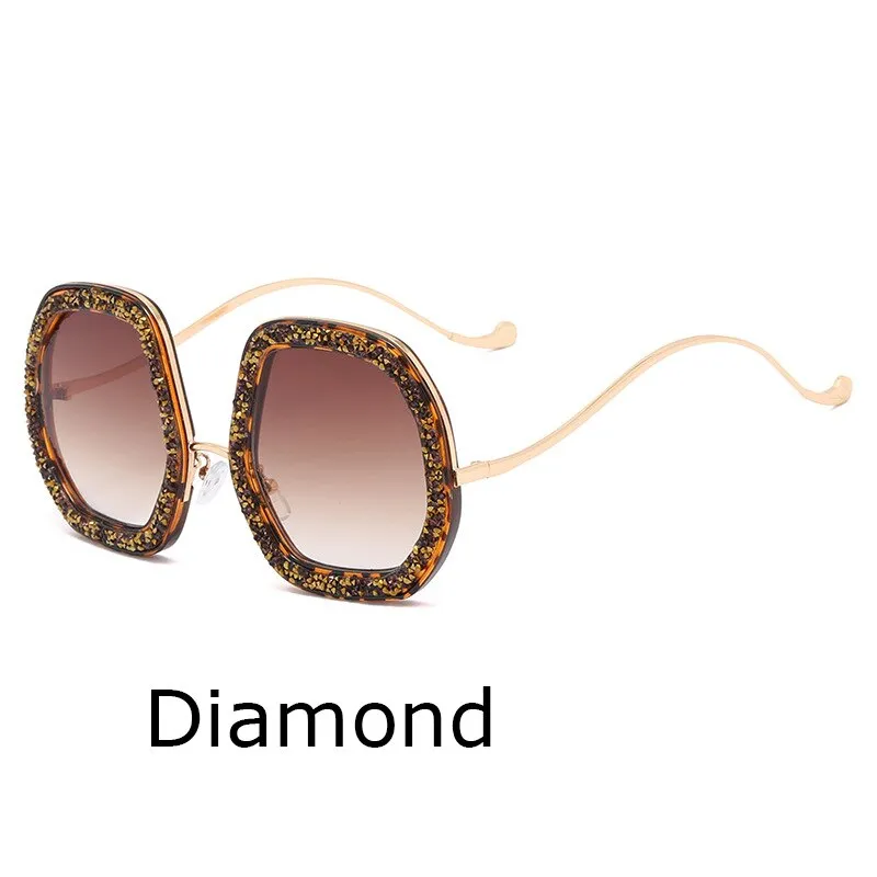 Big Frame Crystal Sun Glasses Women Cooling Designer Women Luxury Shades Lunette De Soleil Femme Googles Sunglasses Women 2022