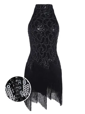 Black 1920s Sequined Glitter Dress