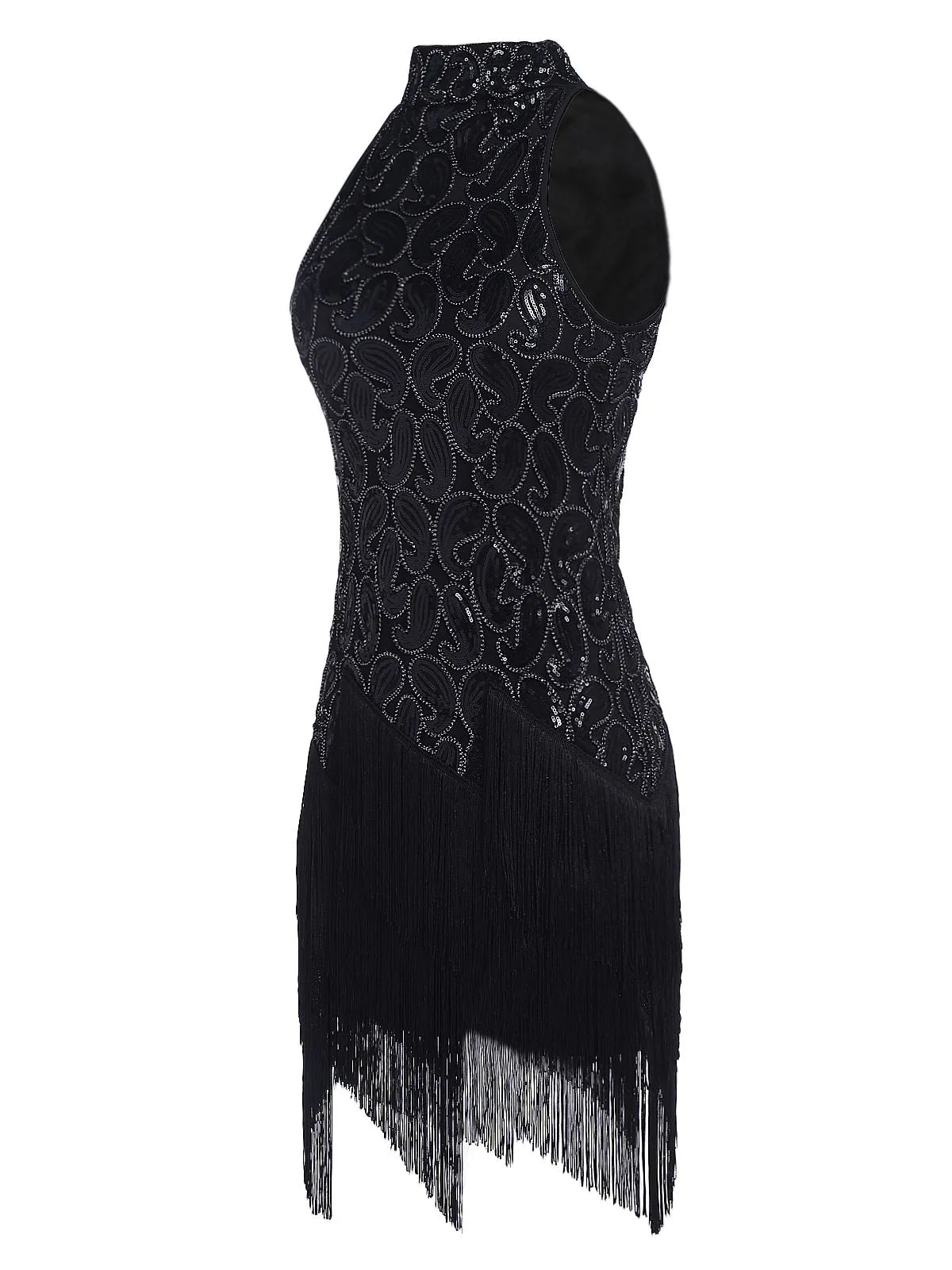 Black 1920s Sequined Glitter Dress