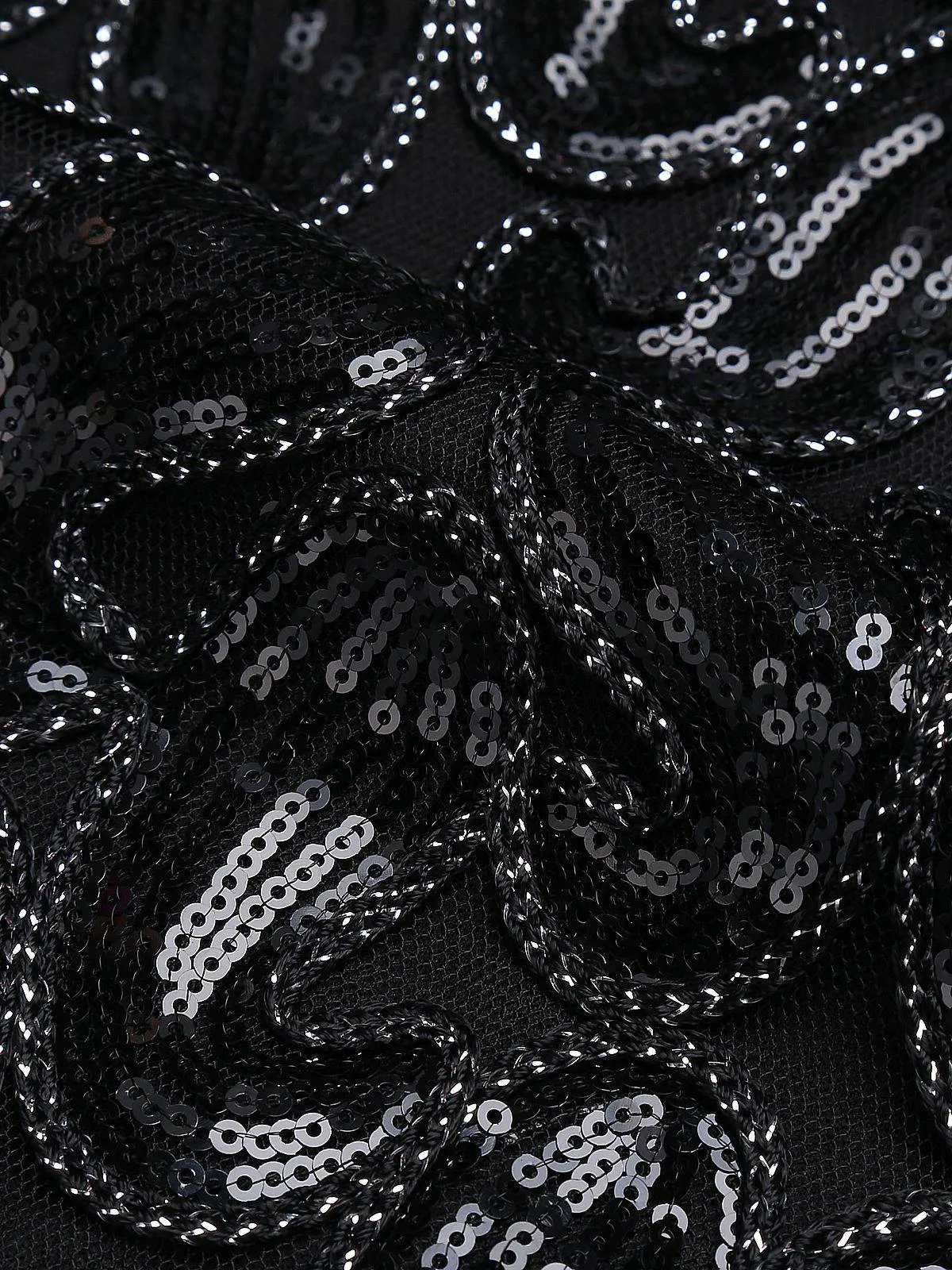 Black 1920s Sequined Glitter Dress