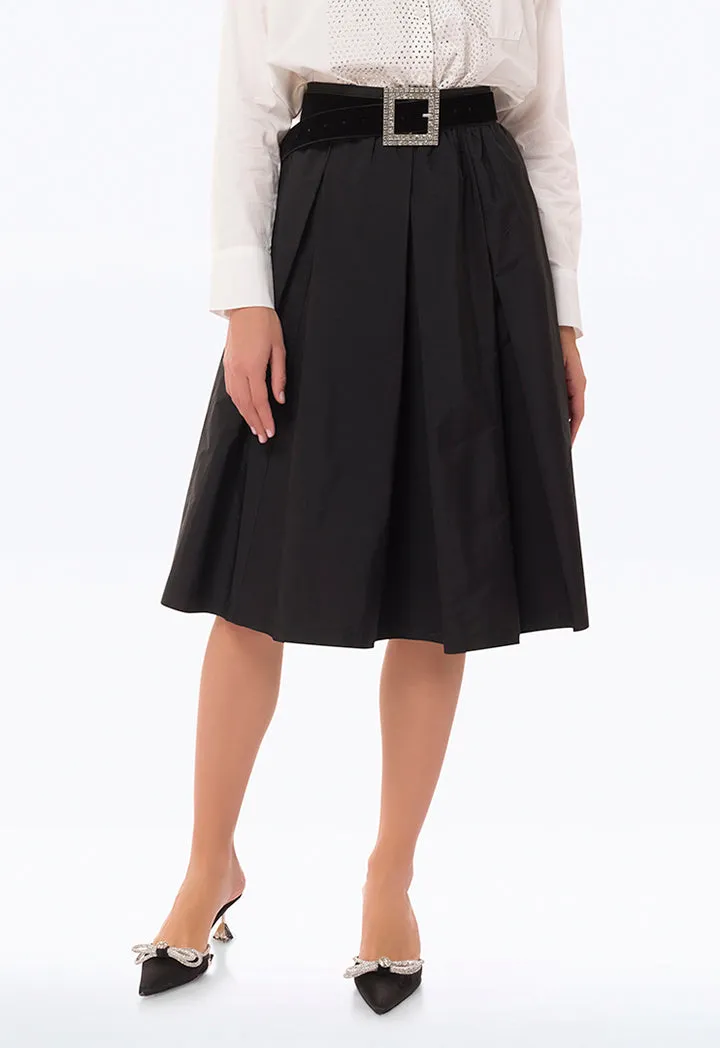 Box Pleat Solid Skirt