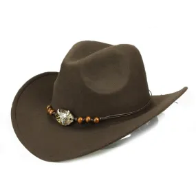 Western Bull Skull Cowboy Hat with Rope Beaded Hat Band – Rustic Country Style Accessory