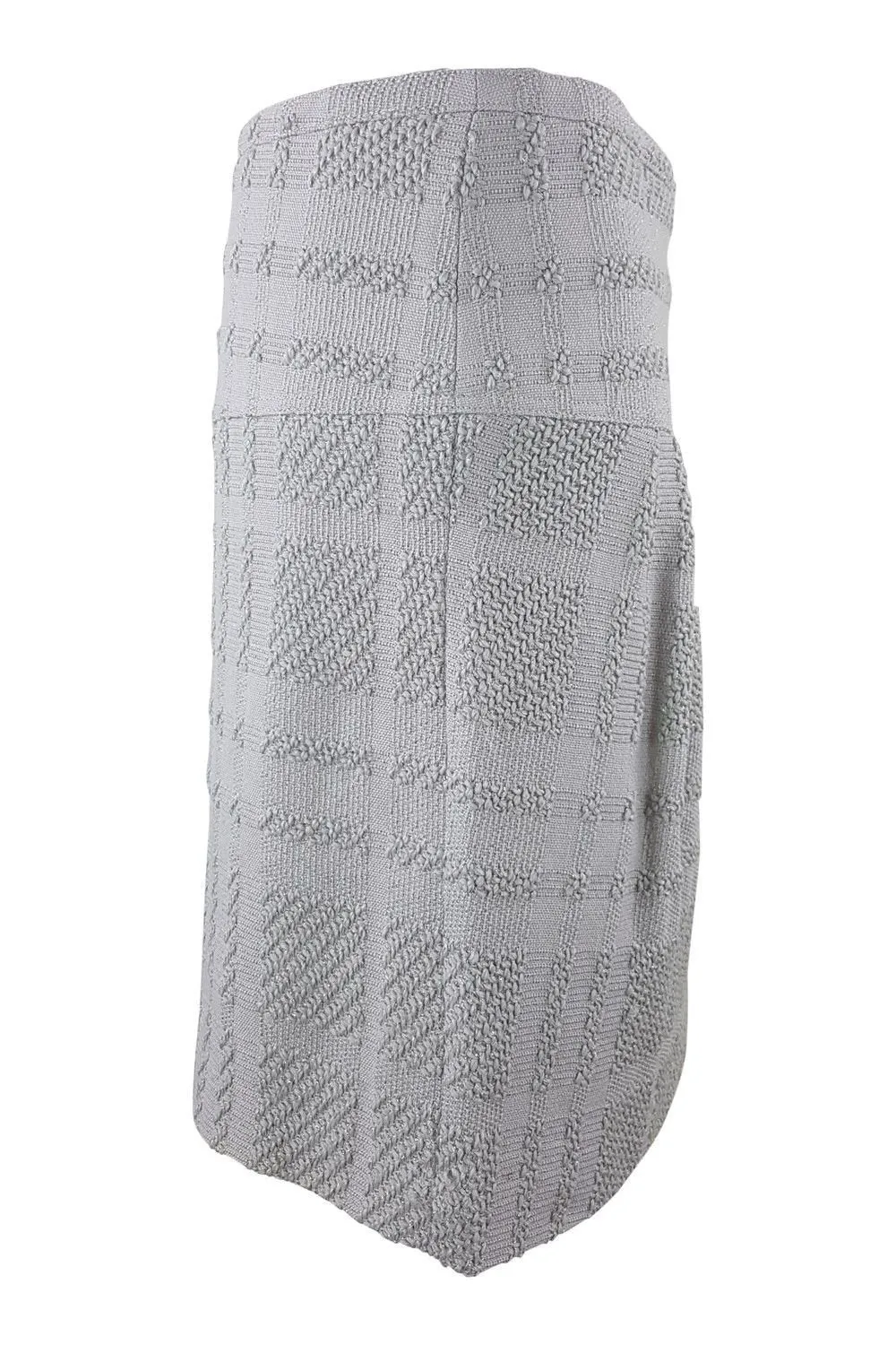 BURBERRY 100% Wool Self Check Grey Box Pleat Mini Skirt (M)