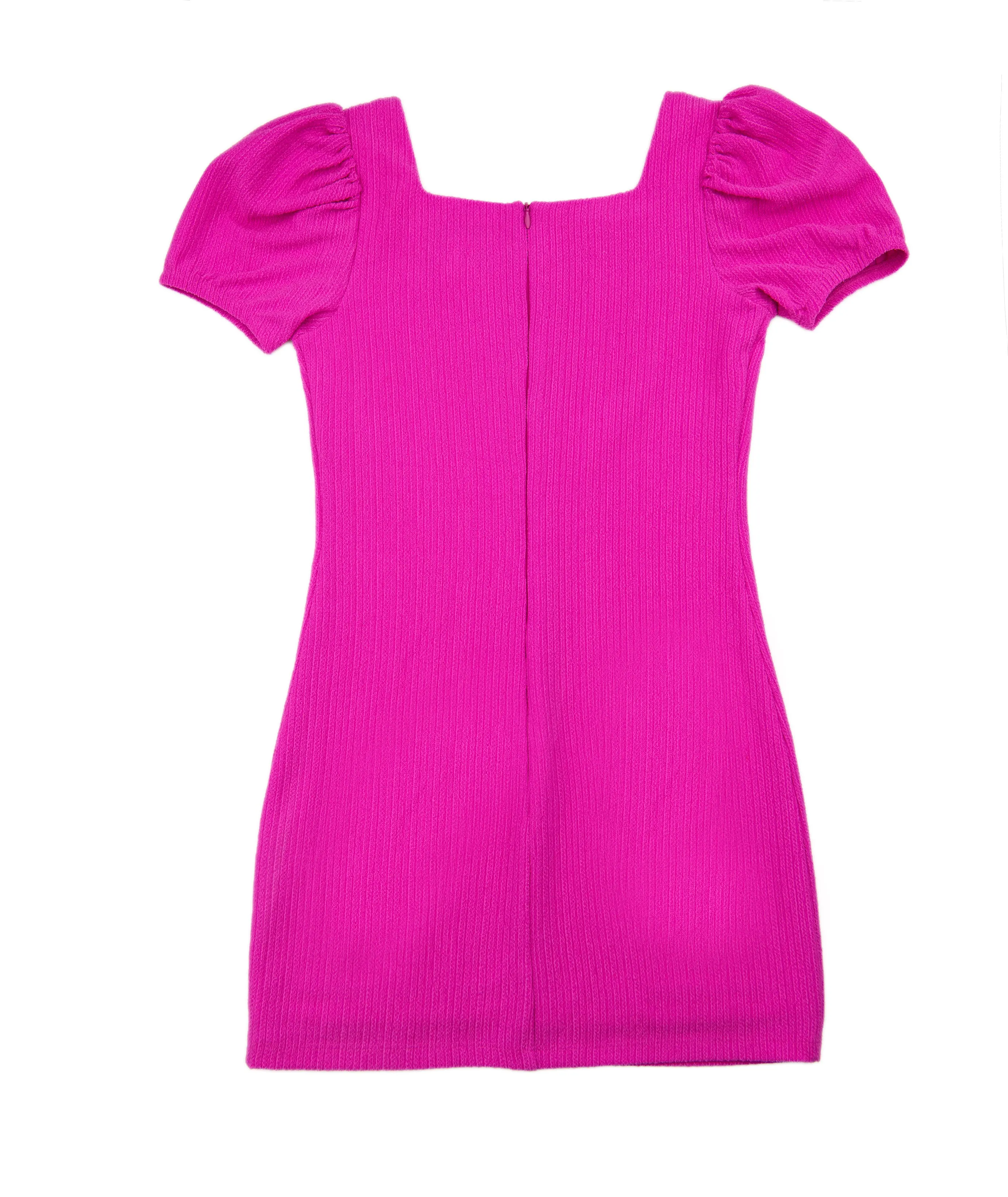 By Debra Girls Hot Pink Puff Sleeve Body Con Dress