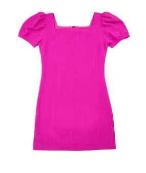 By Debra Girls Hot Pink Puff Sleeve Body Con Dress