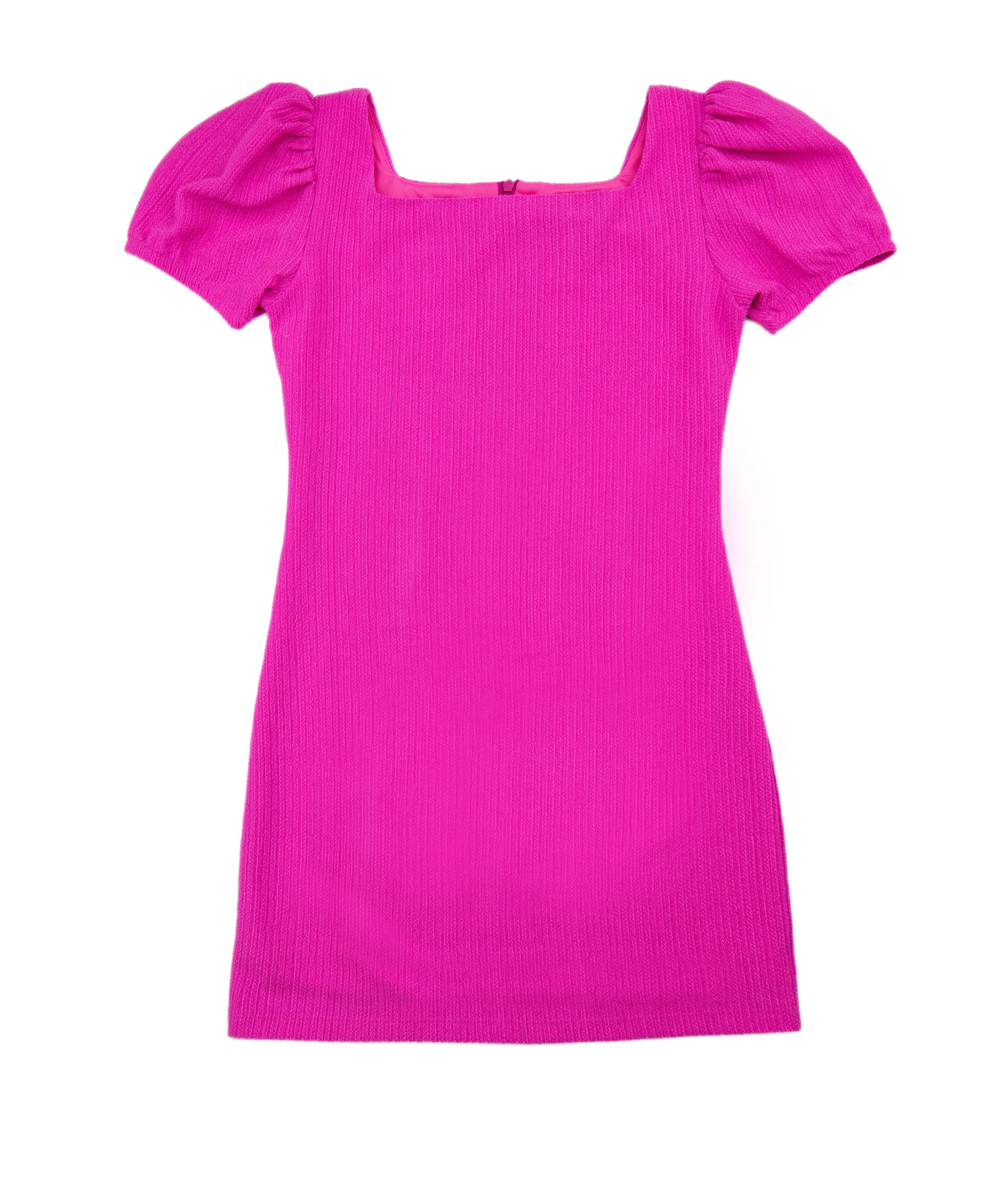 By Debra Girls Hot Pink Puff Sleeve Body Con Dress