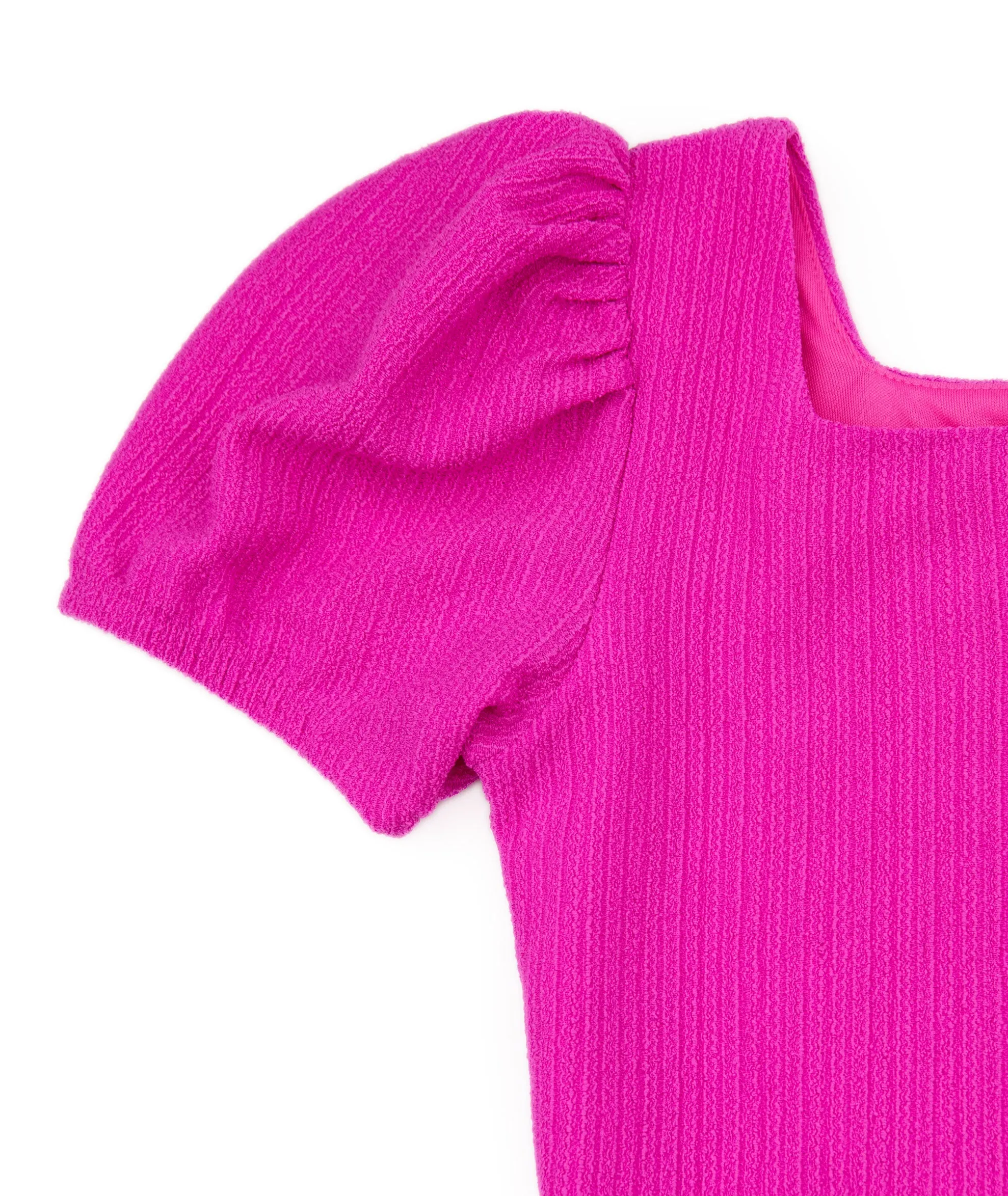 By Debra Girls Hot Pink Puff Sleeve Body Con Dress