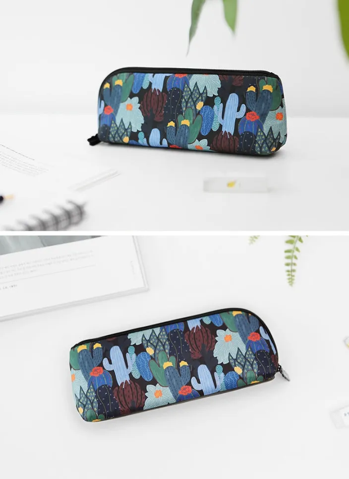 Cactus Plants Graphic Pencil Cases Stationery Zipper School 19cm Office Cosmetics Pouches Artists Designer Prints Gifts Bags Purses Students Girls Cute Teens Inner Pocket