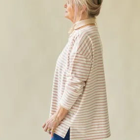 Chalk -  Bryony Dusky Pink Stripe Top