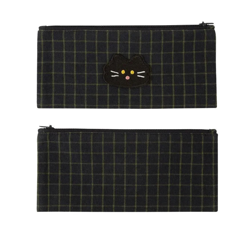 Checked Wappen Cat Bear Rabbit Pencil Cases Stationery Zipper School Office Cosmetics Pouches Artists Designer Gifts Bags Purses Students Girls Erasers Slim