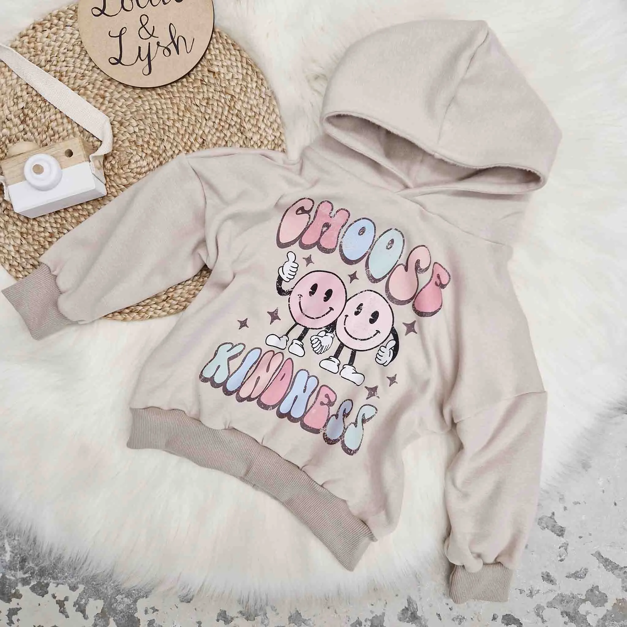 'Choose Kindness' Super Soft Kid's Beige Hoodie