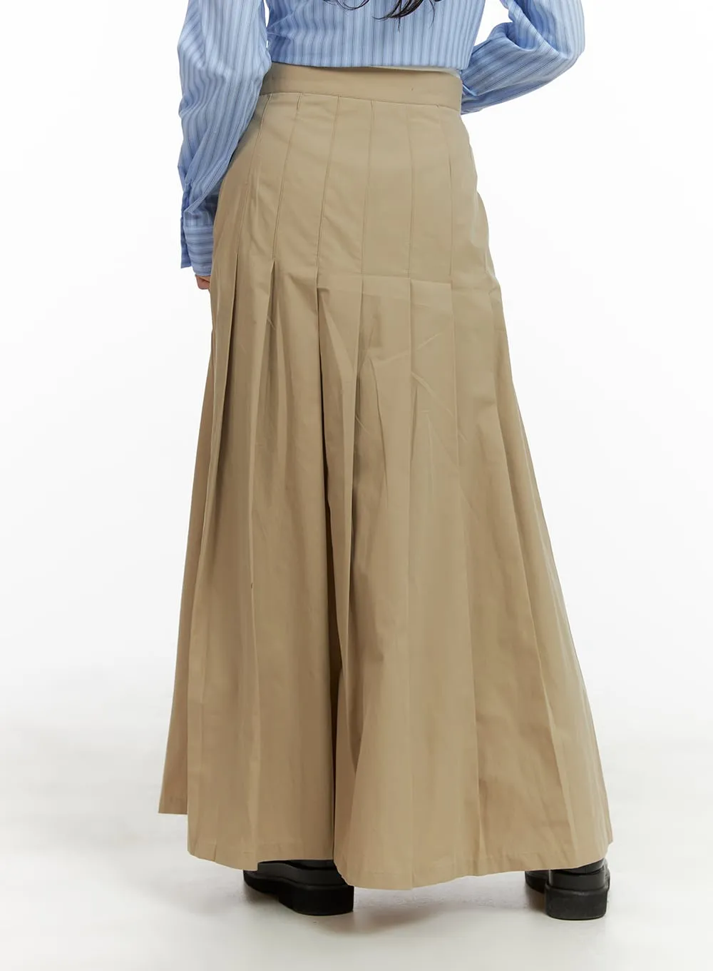 Cotton Pleated Maxi Skirt CA408