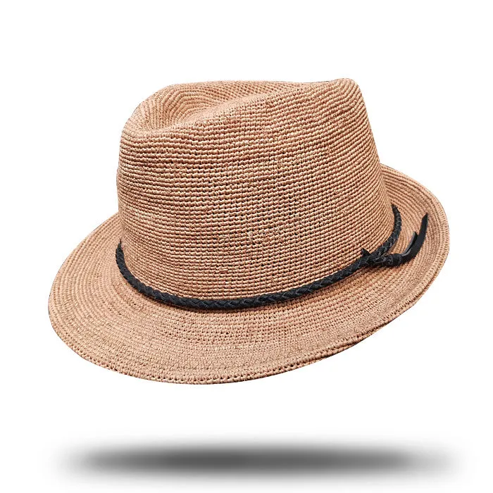 Crocheted Raffia Trilby-SD051