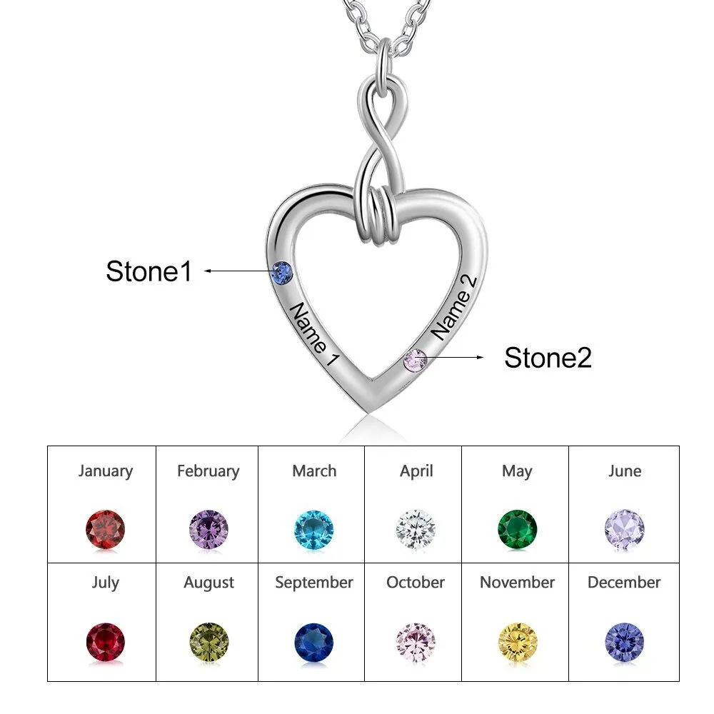 Customized Couple Name Necklace with 2 Birthstones