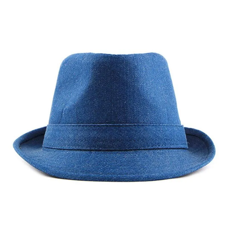 Denim Manhattan Structured Trilby Fedora Hat