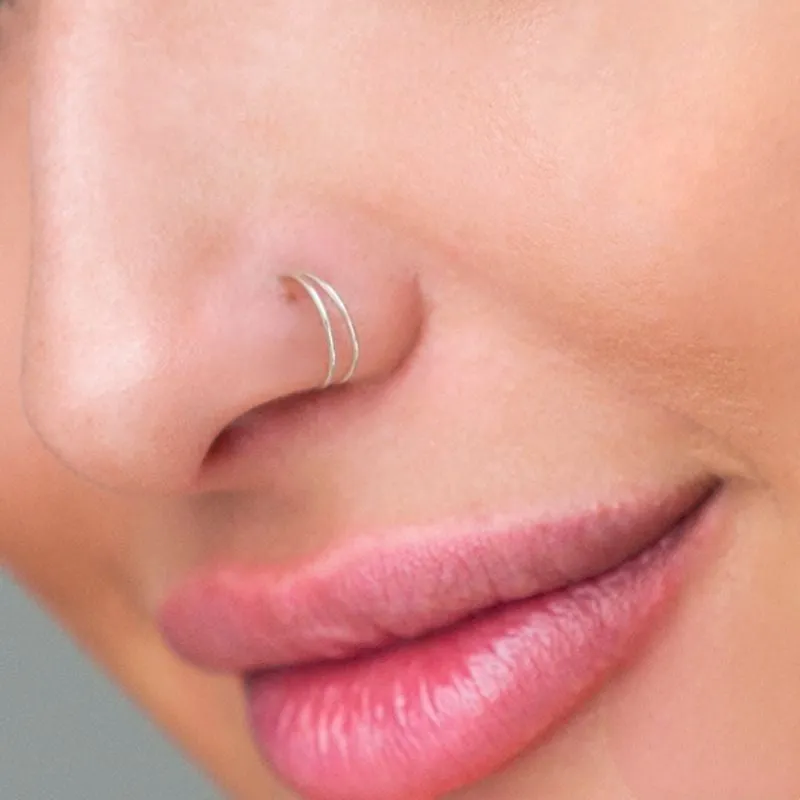 Double Round Nose Rings For Women