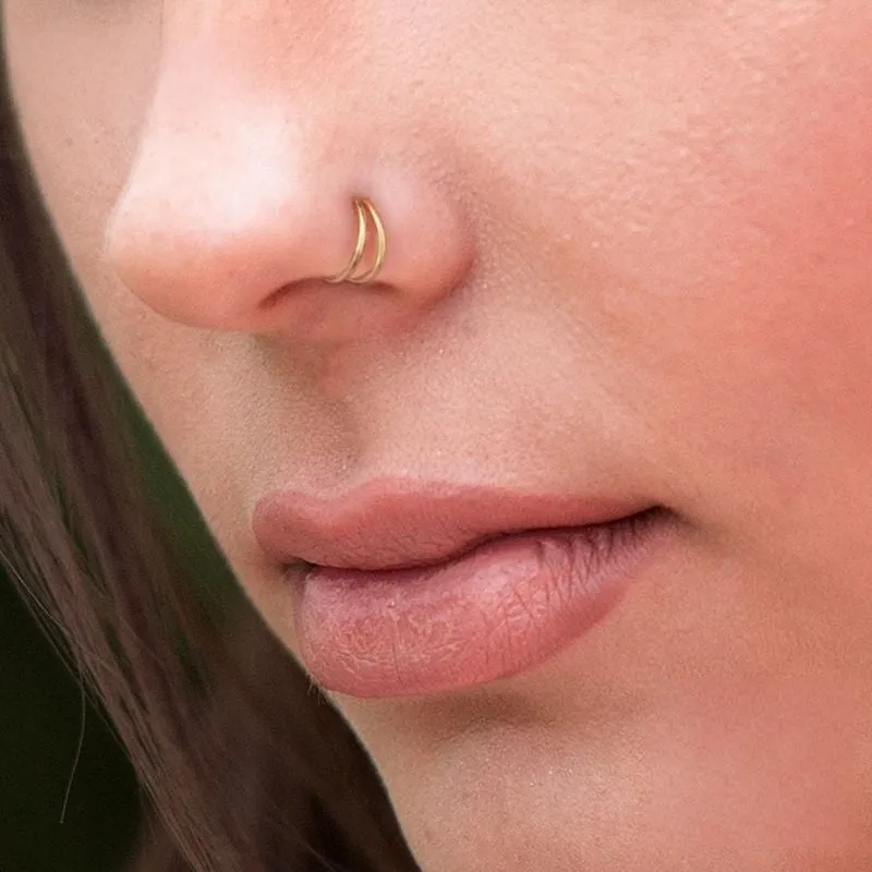 Double Round Nose Rings For Women