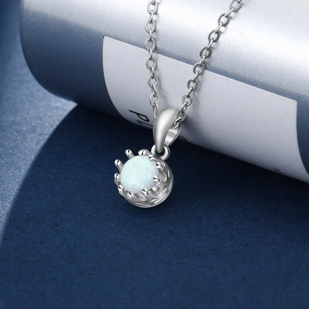 Elegant Silver Color White Opal Necklace for Women