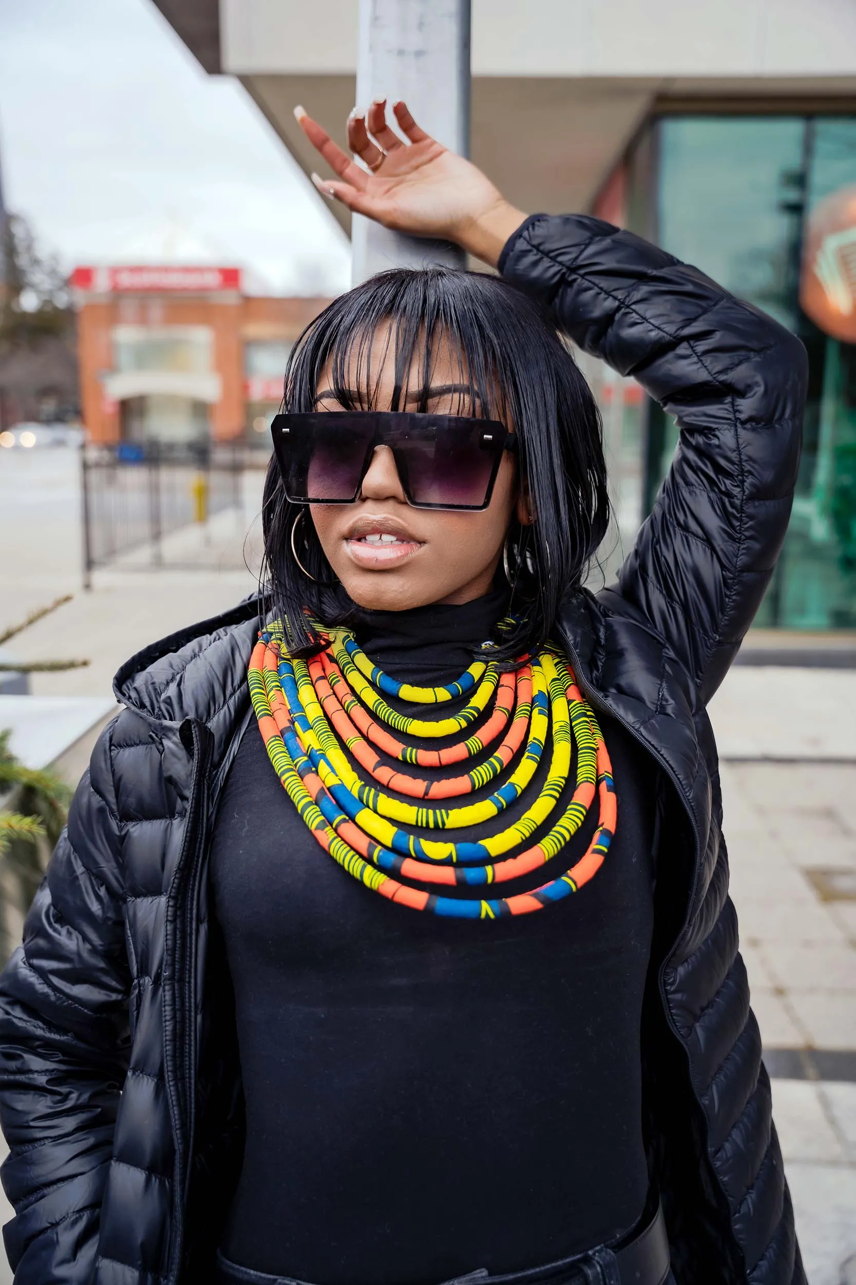 ESSUM African Print Layered Necklace