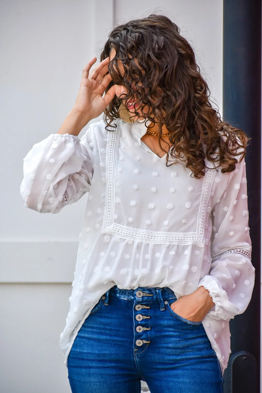 Everything I Wanted White Polka Dot Blouse