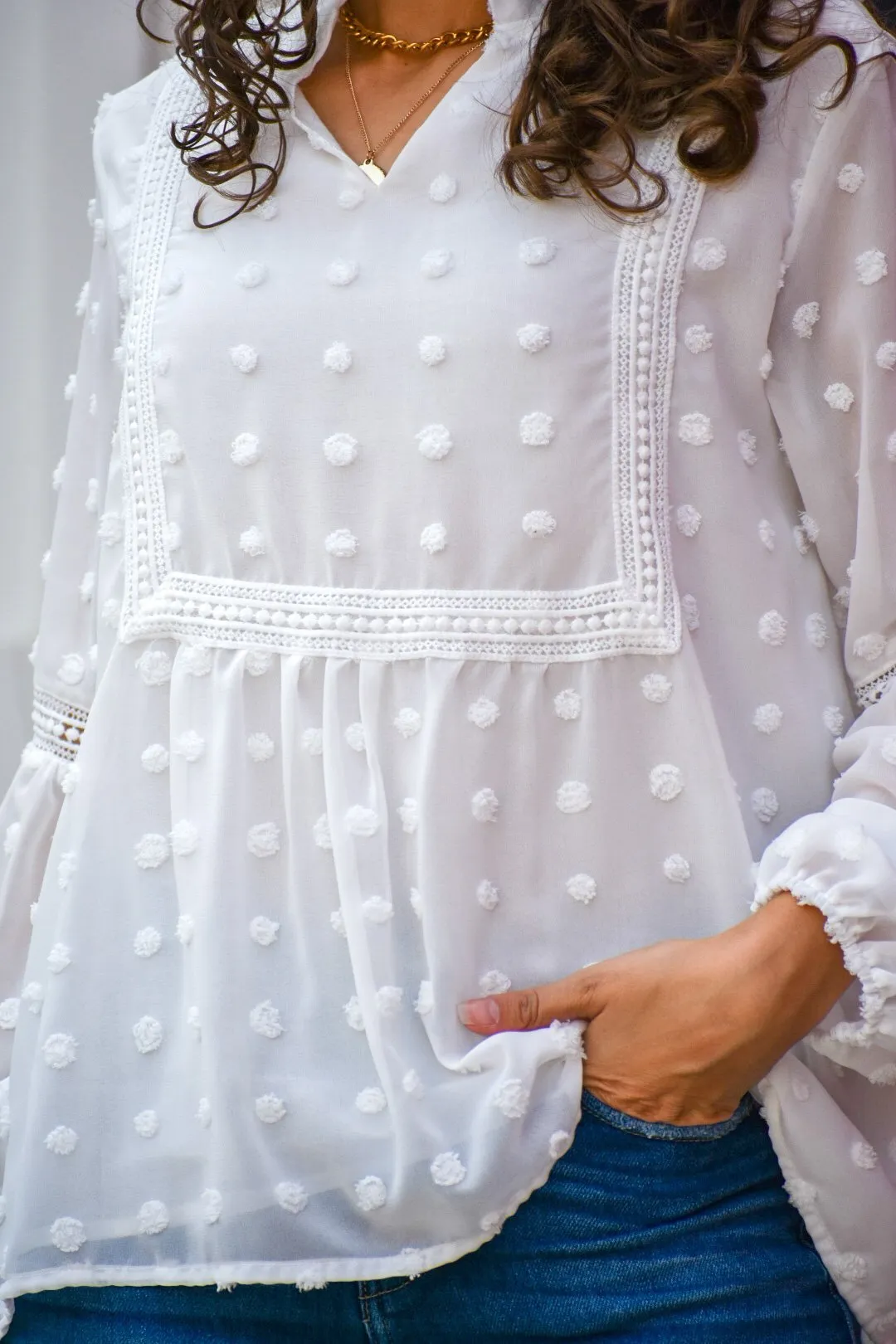 Everything I Wanted White Polka Dot Blouse