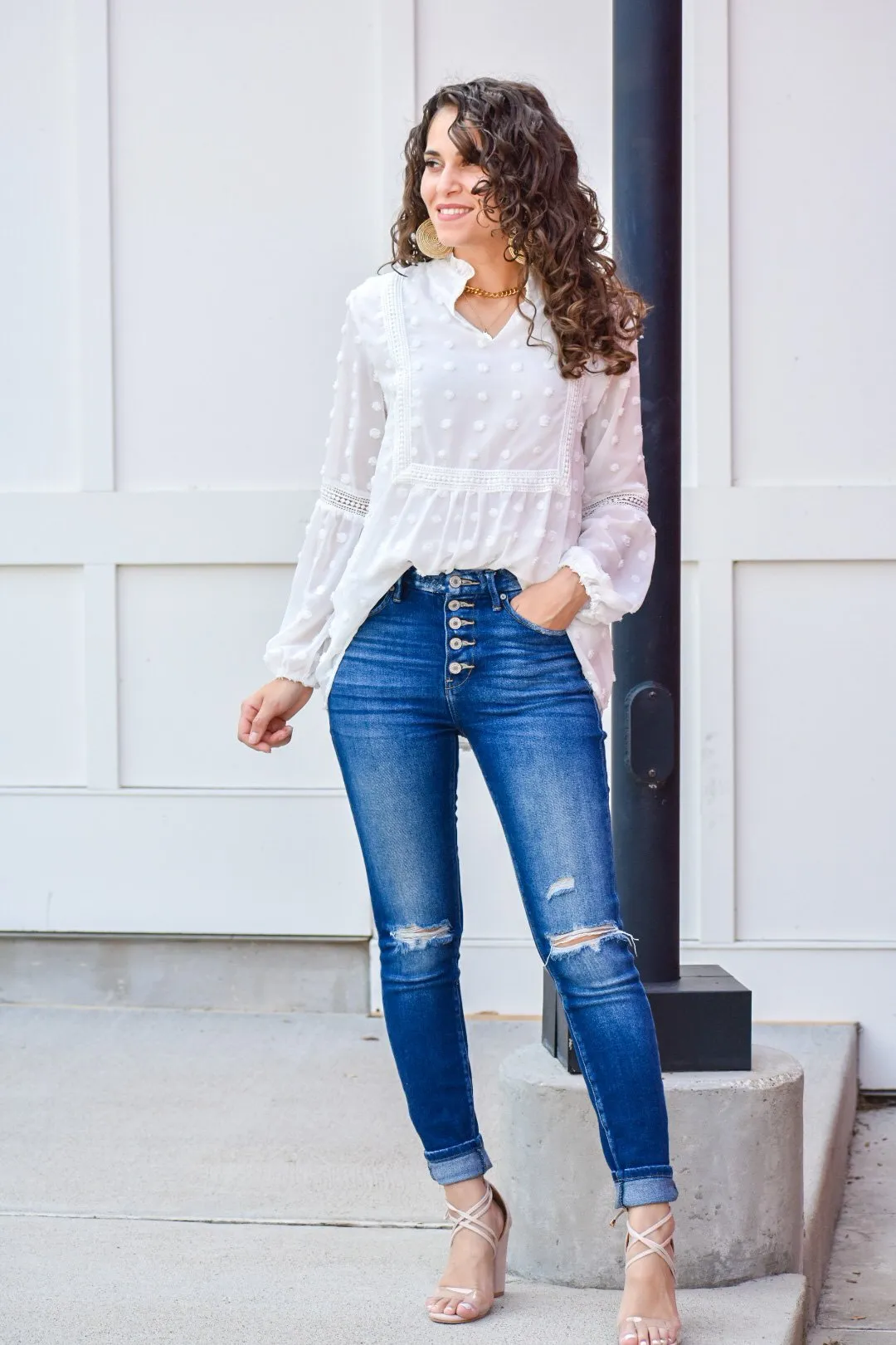 Everything I Wanted White Polka Dot Blouse