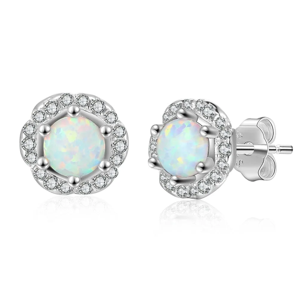 Flower Shape Opal Stone Earring