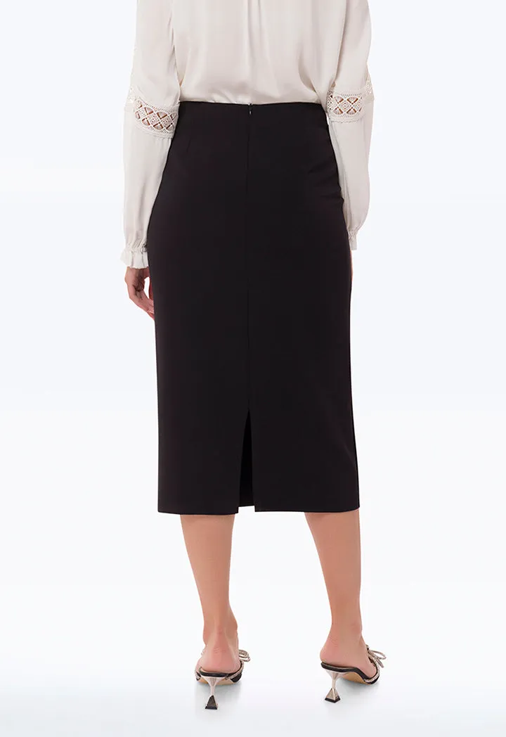 Formal Midi Skirt With Button Details