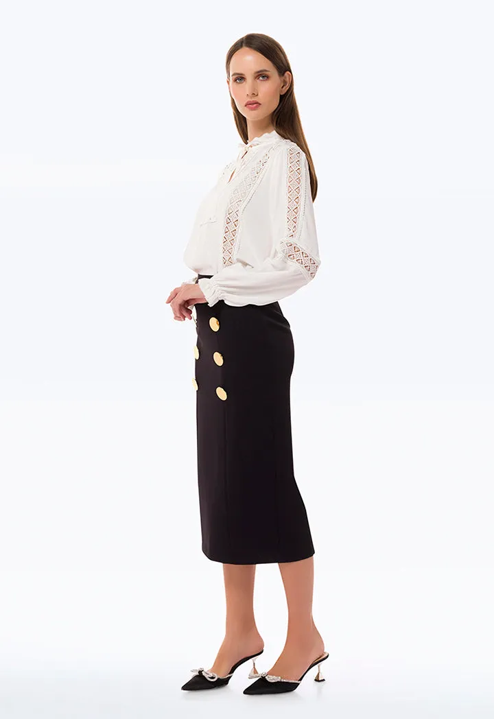 Formal Midi Skirt With Button Details