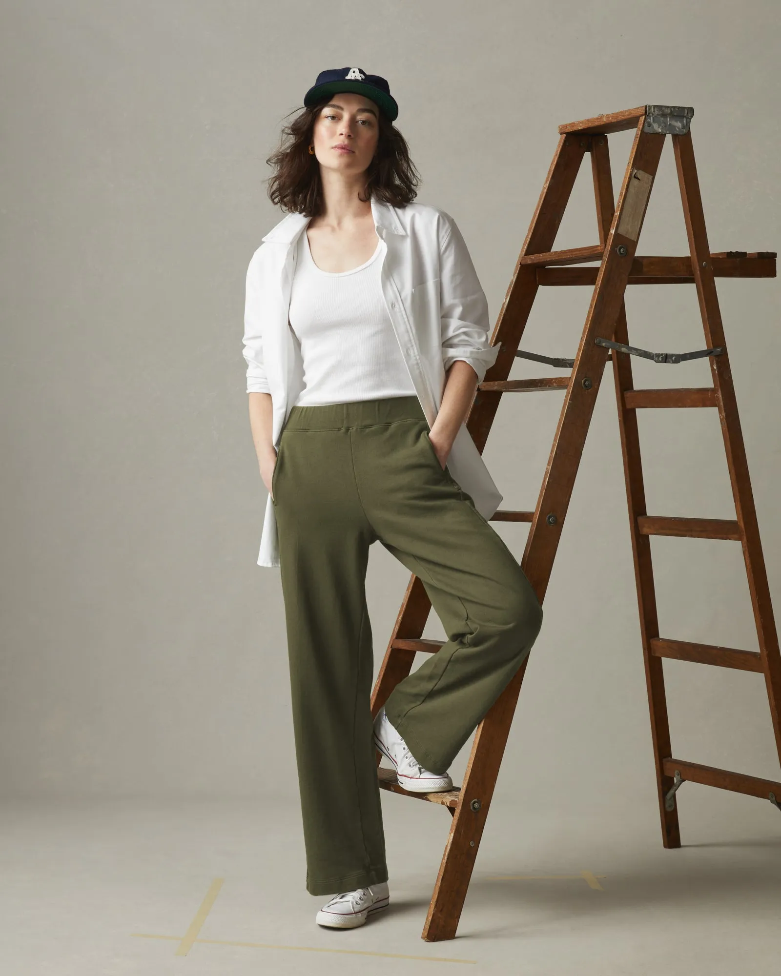 French Terry Straight Sweatpant - Moss