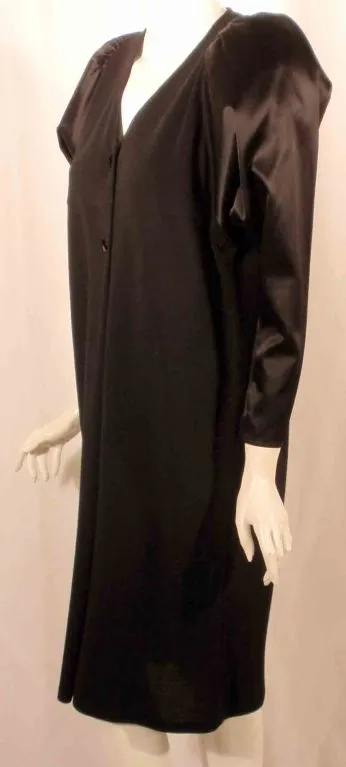 GEOFFREY BEENE Black Wool Jersey Dress with Satin Pouf Sleeves