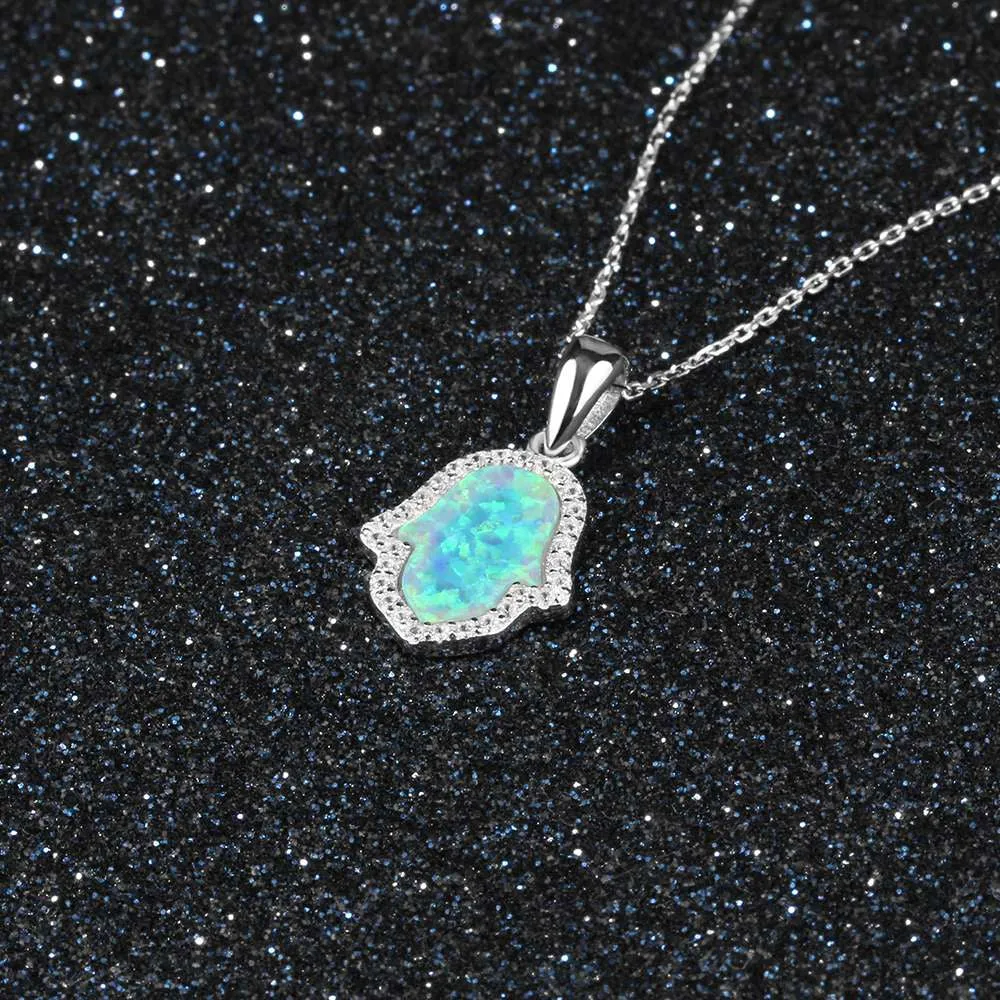 Hand Shape Opal Stone Ocean Style Necklace