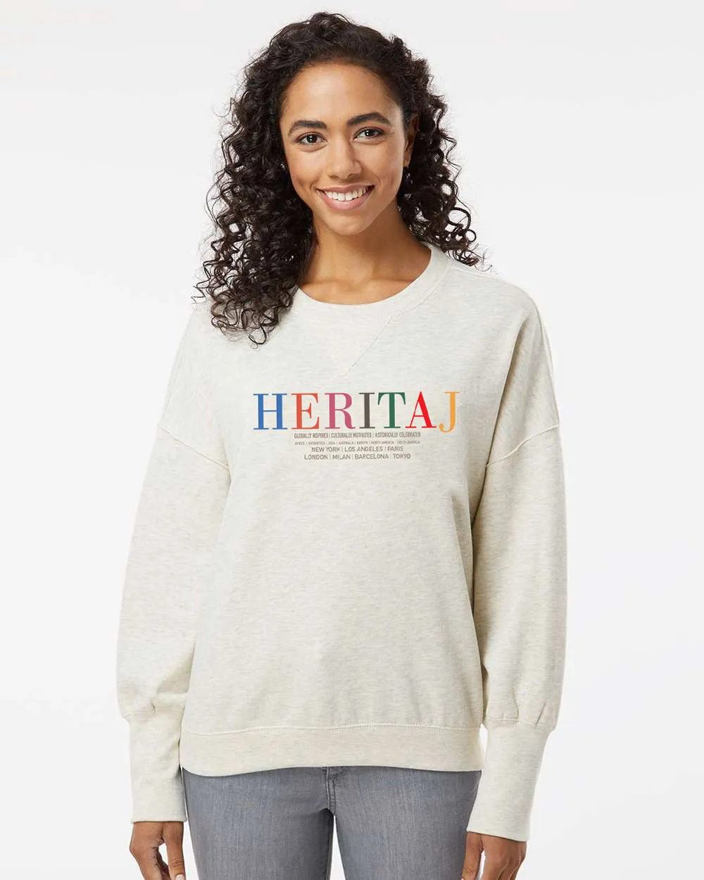 HERITAJ COLORFUL-SUEDED FLEECE CREWNECK PULLOVER