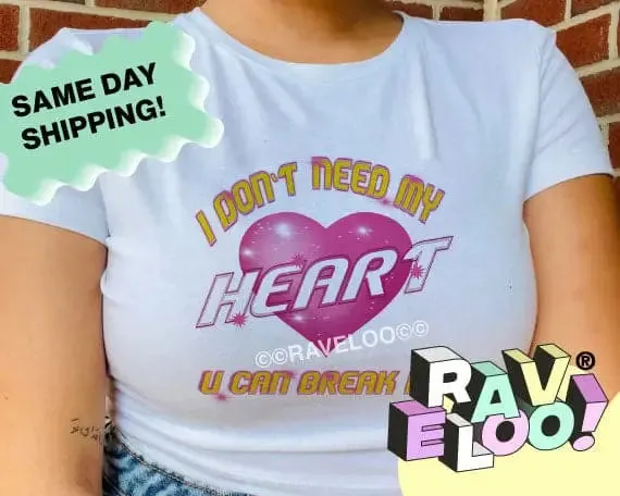 I don't need my heart  Cropped T-Shirt, Retro Cherries Crop Top, crop top, y2k aesthetic, y2k clothes, y2k aesthetic top, collared shirt