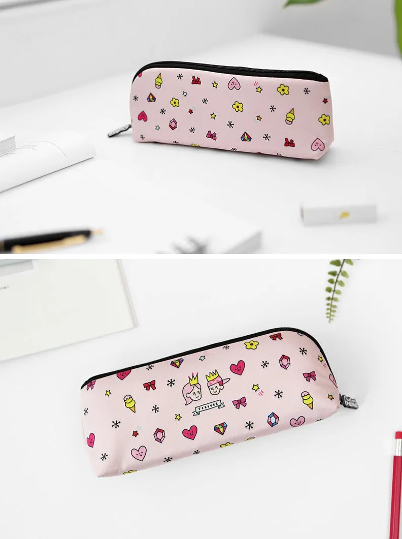 Light Pink Graphic Pencil Cases Stationery Zipper School 19cm Office Cosmetics Pouches Artists Designer Prints Gifts Bags Purses Students Girls Cute Teens