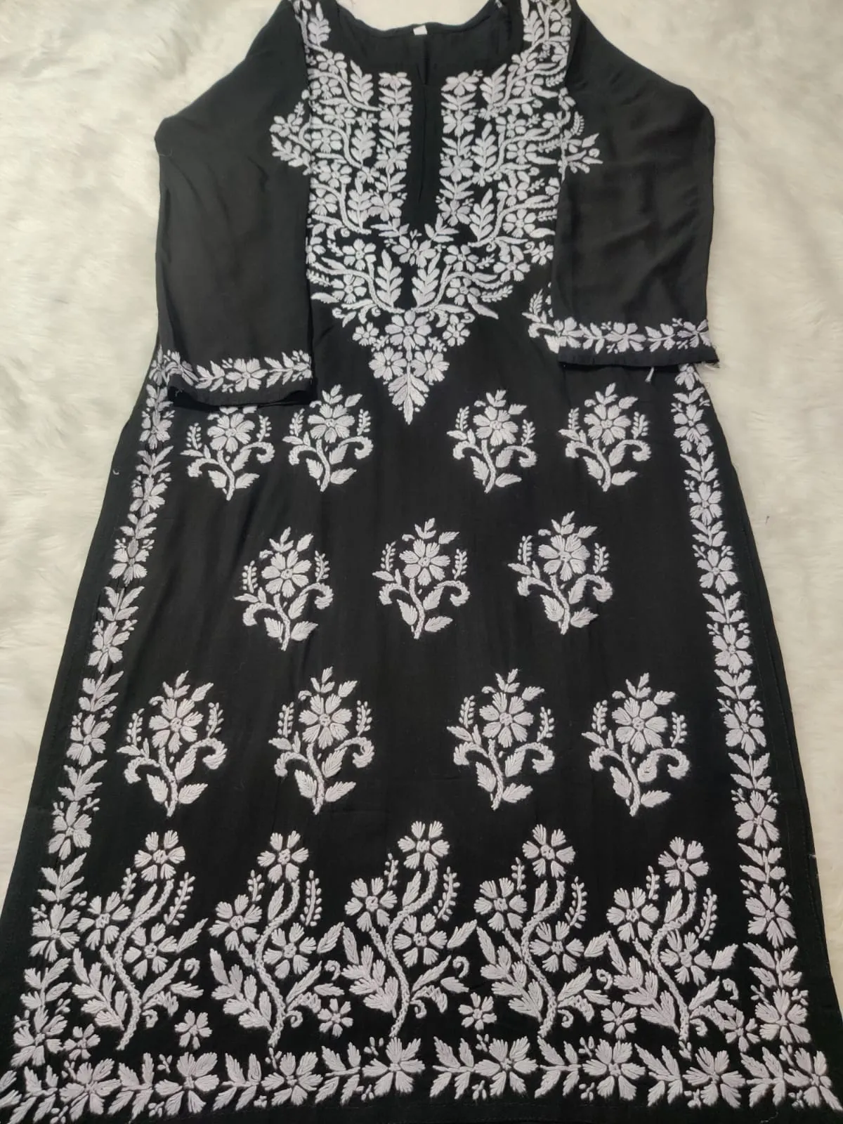 Mausam Modal Chikankari Straight Kurti