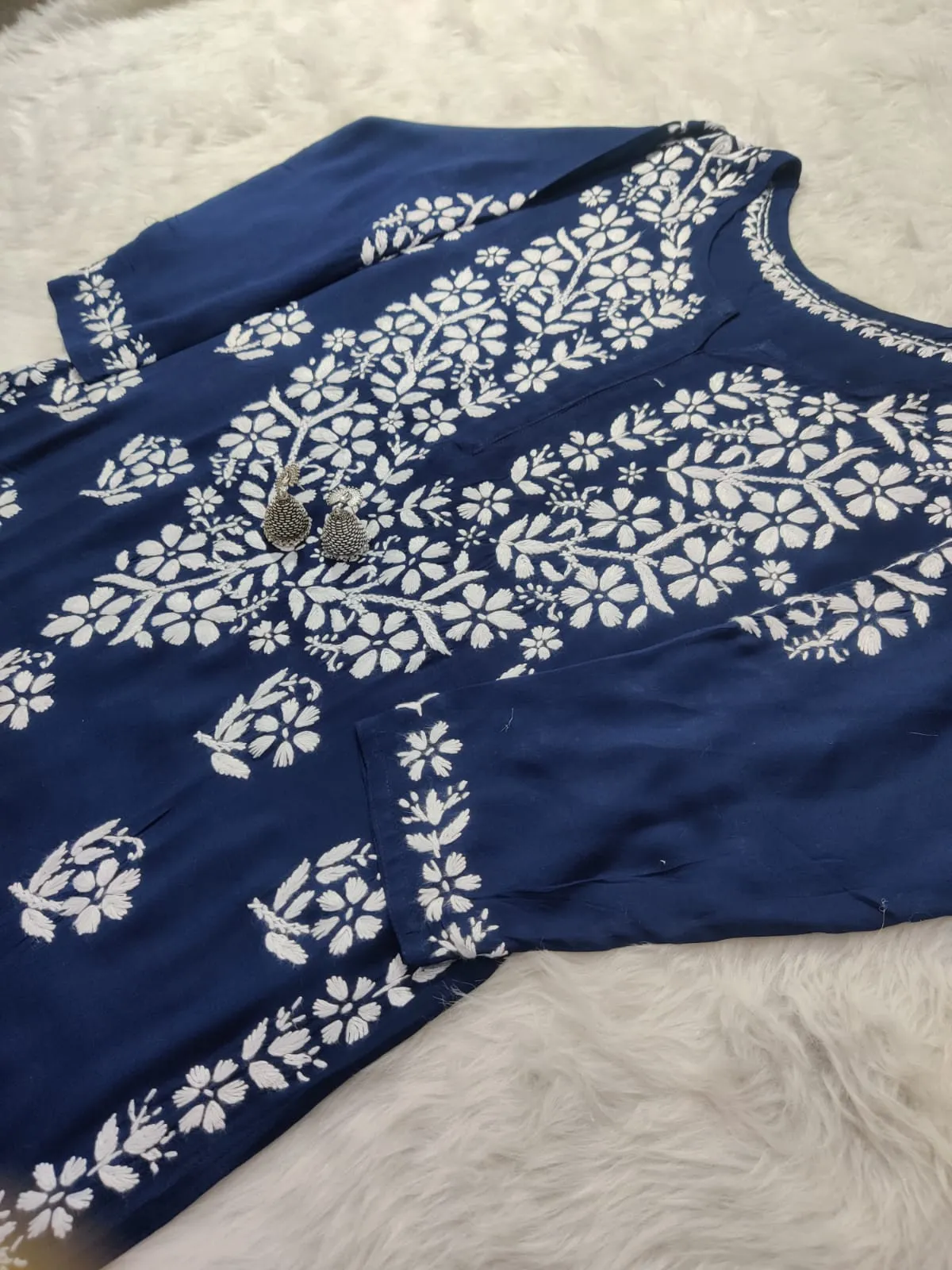 Mausam Modal Chikankari Straight Kurti