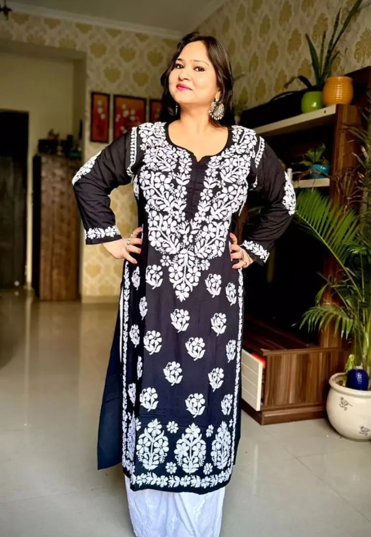 Mausam Modal Chikankari Straight Kurti