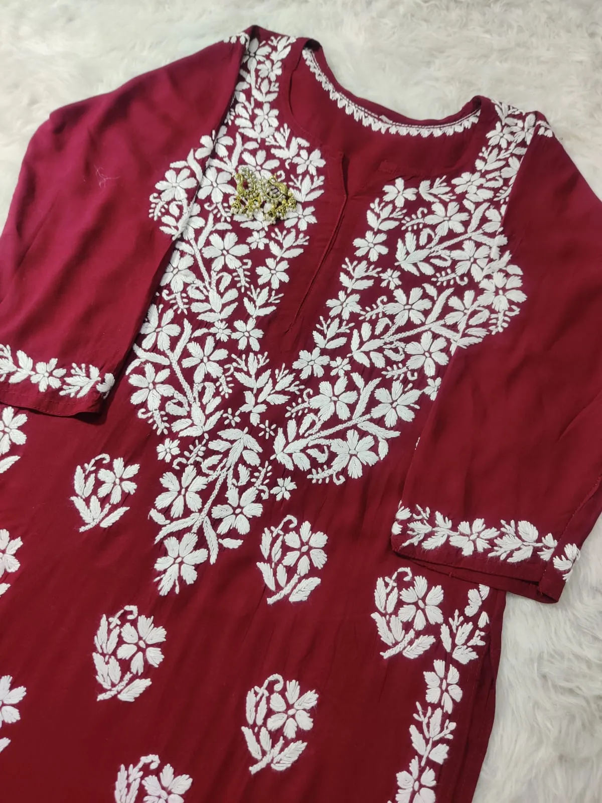 Mausam Modal Chikankari Straight Kurti