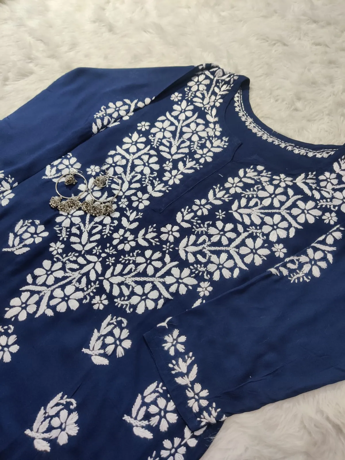 Mausam Modal Chikankari Straight Kurti