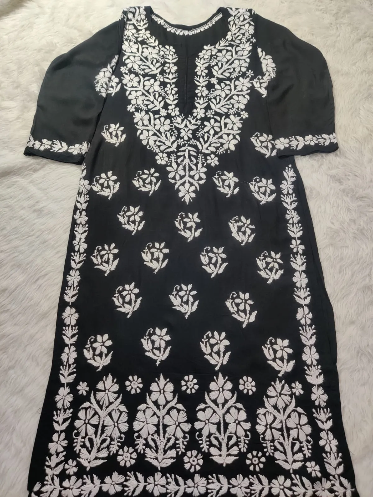 Mausam Modal Chikankari Straight Kurti